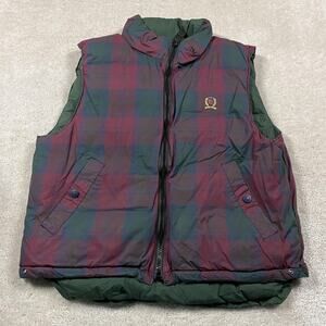 VTG Tommy Hilfiger Vest Mens L Green Plaid Reversible Puffer Gorpcore 90s